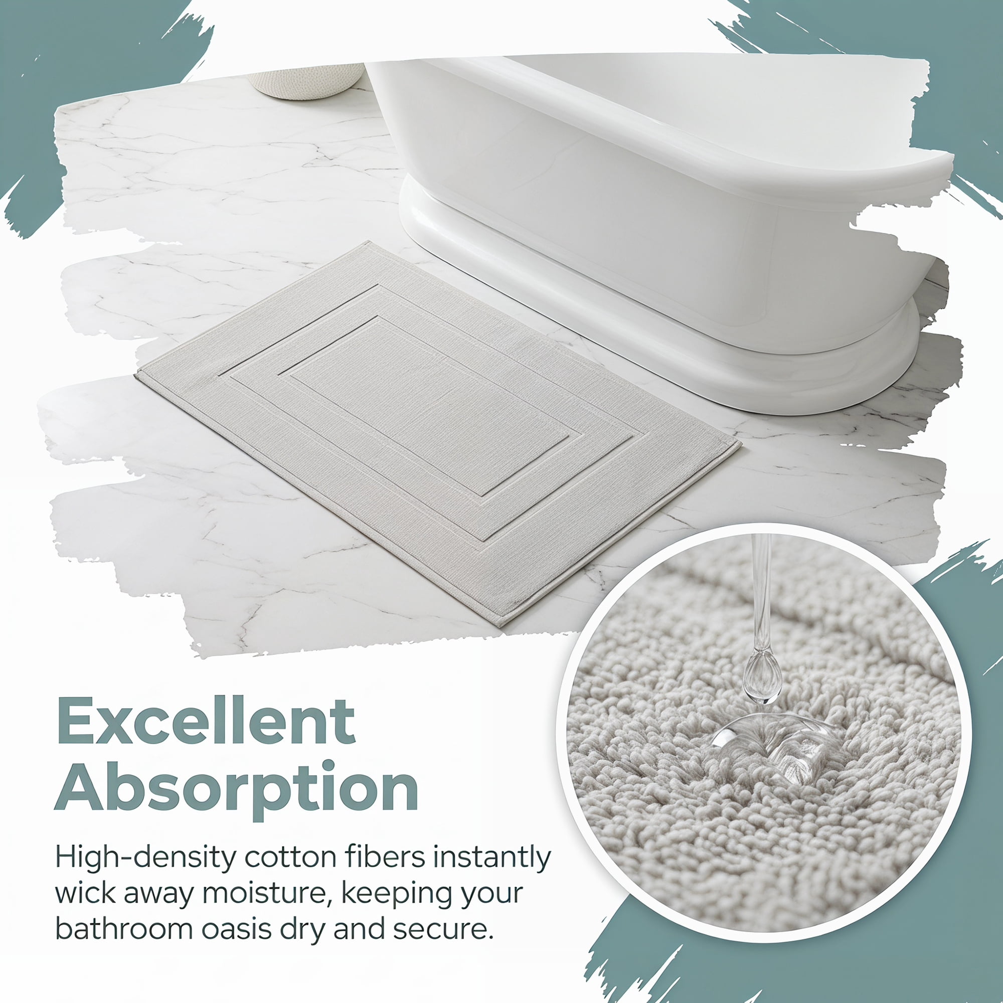 Unique Bargains Cotton Ultra Absorbent Quick Dry Washable Towel Bath Mat White