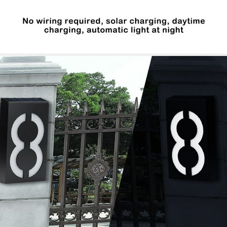 

House Number Solar LED Light Illuminated Waterproof Modern Lawn Lamp for Outside Home Yard Street