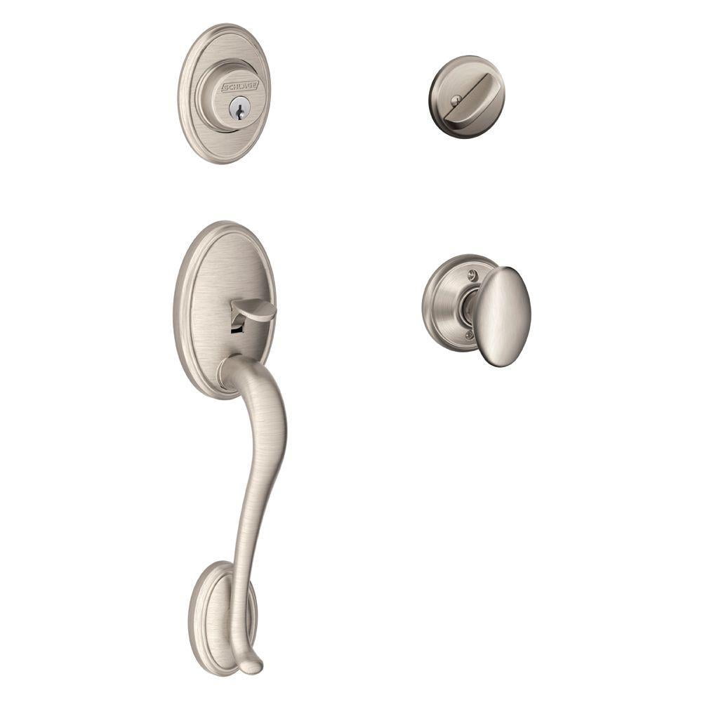 Schlage Siena Keyed Entry Door Knob & Deadbolt Combo - Satin Nickel, Grade 1 Security, Adjustable Backset