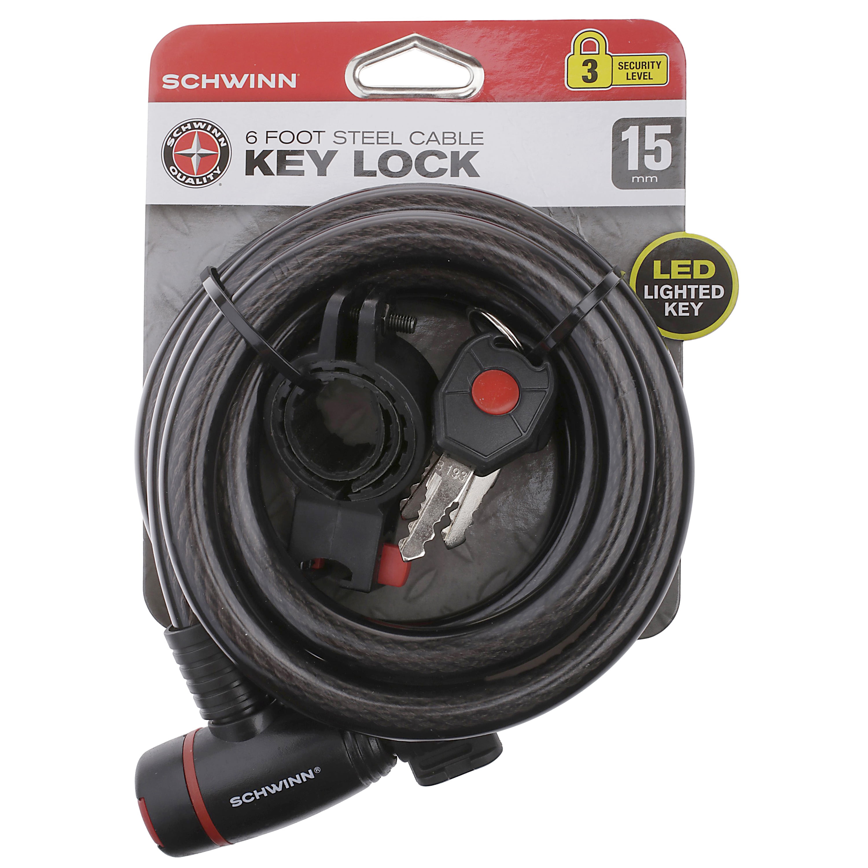 Steel Core Protective Key Cover Details about   Bell Ballistic 410 Keyed Bike Cable Lock 6 FT 