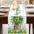 thumbnail image 3 of Table Runners 72 Inches Long Dress Scarves, Happy St. Patrick's Day Farmhouse Kitchen Table Runner, Coffee Tablerunners, Spring Green Lucky Clovers Leaf 16x72 Inch, 3 of 9
