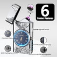thumbnail image 3 of COMANYI Cool Lighter with Clock Dial Electric Lighters with LED Power Display Plasma Lighters Windproof USB Rechargeable Lighter Gifts for Men Women (Silver, Eagle), 3 of 6