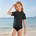 thumbnail image 5 of Lightweight Boys Swim Shirt for Beach Pool Rash Guard Top for Junior Boys with Sun Protection and Comfort for Summer Black 100, 5 of 5