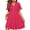E-Rose Red, variant on Summer Dresses for Women V Neck Short Sleeve Casual A Line Dress Flowy Swing Ruffle Sundress with Pockets