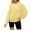 thumbnail image 1 of Sweatshirts Oversize pour Femmes Automne Col Rond en Polaire à Capuche Mode Décontractée Pull avec Poches, 1 of 5