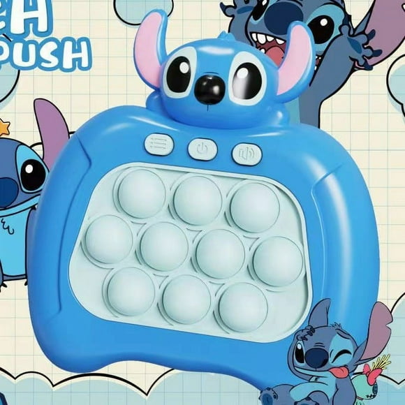 Stitch Fast Push Game Kids Cute Anime Pop Fidget Light Up Bubble Handheld Game Toys, Blue
