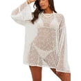 thumbnail image 4 of Vestido de playa Lilosy de crochet translúcido tipo cover up blanco talla S, 4 of 5