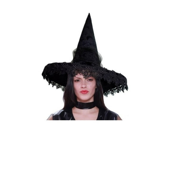 Celestial Witch Hat - Moons Stars - Black - Velvety - Costume Accessory - Teen