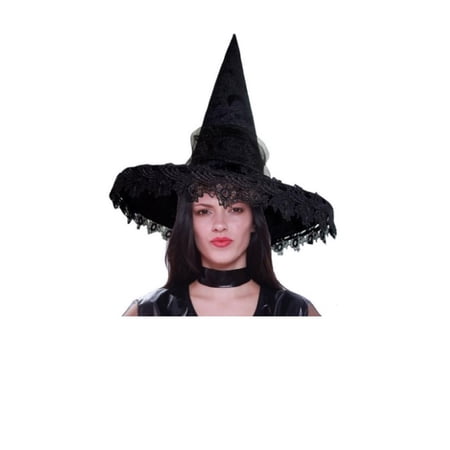 Celestial Witch Hat - Moons Stars - Black - Velvety - Costume Accessory - Teen
