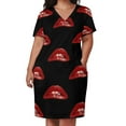 thumbnail image 3 of Vestido de fiesta holgado con bolsillos para mujer vestido de ciencia ficción doble característica labios, 3 of 7