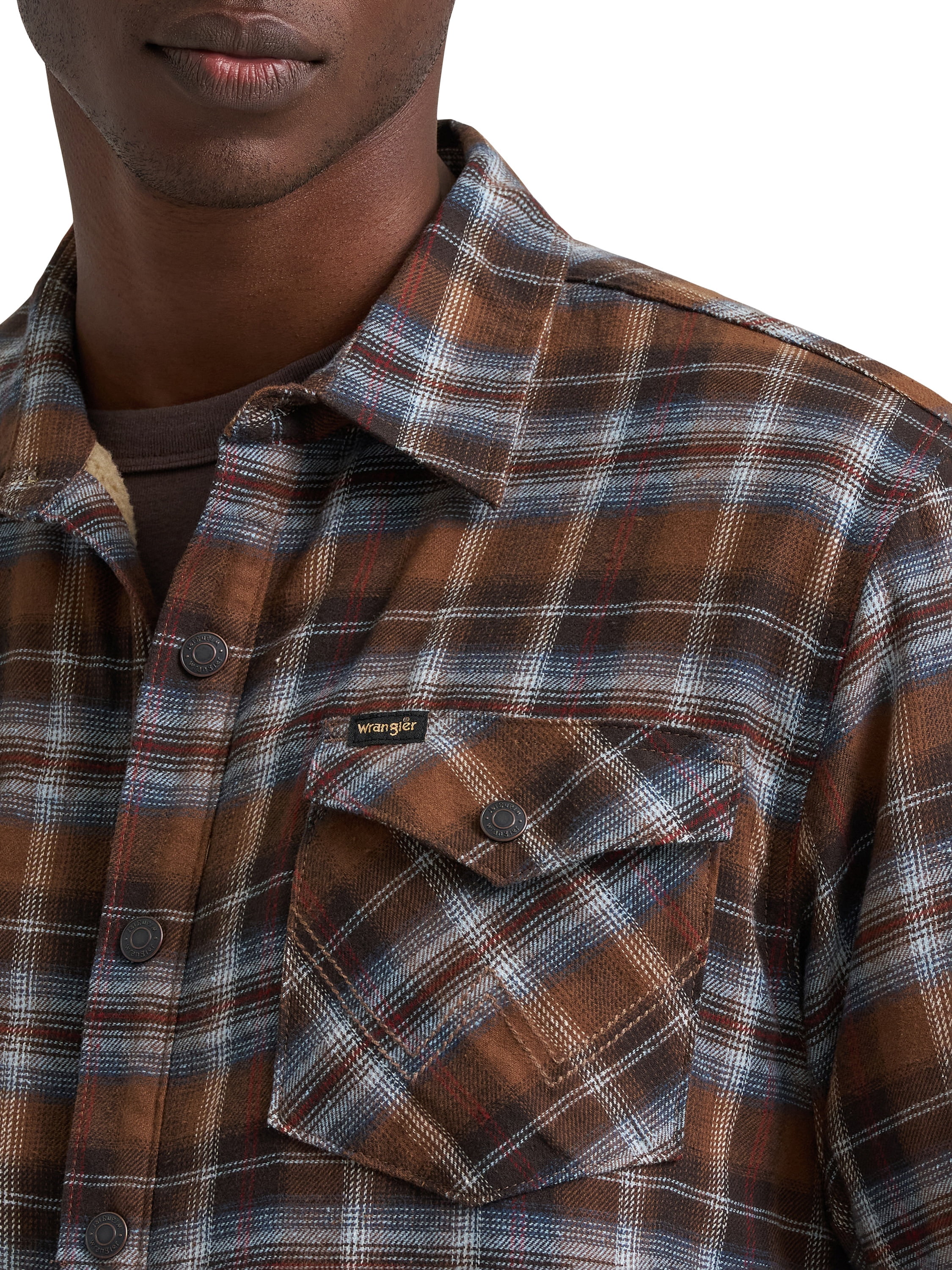 Wrangler® Men's and Big Men's Sherpa Lined Relaxed Fit Heavyweight Shirt Jacket, Sizes S-2XL