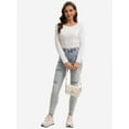 thumbnail image 2 of Womens Long Sleeve Tops Casual Basics Fall Shirts Solid Crewneck T-Shirt, 2 of 6