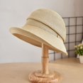 thumbnail image 3 of CoCopeaunts Sunshade Straw Bucket Hat for Women Summer Retro Foldable Basin Cap Literary Fisherman Hat Casual Sun Cap Bow Belt, 3 of 8