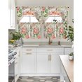 thumbnail image 5 of Pink White Flowers Kitchen Curtains Sets 36 Inch Length with Valance, Watercolor Rustic Botanical Floral Swag Valances and Tiers Curtain Set Drapes Swag Curtains for Living Room, Bathroom, Bedroom, 5 of 6