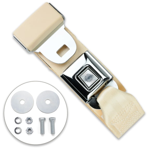 RetroBelt Ivory Push Button Lap Belt 75" With Hardware