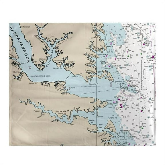 Betsy Drake BK12280HF 50 x 60 in. Chesapeake Bay, VA Nautical Map Fleece Throw