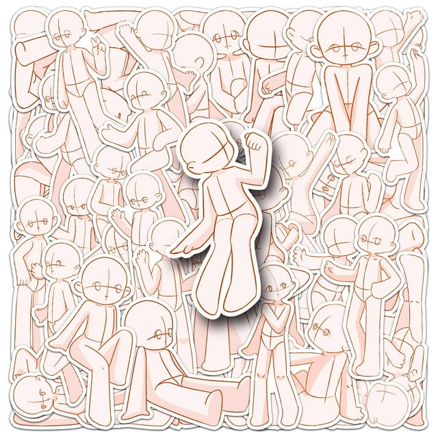 Pegatinas impermeables con bonitos personajes de dibujos animados en forma de corazón, 50 unidades