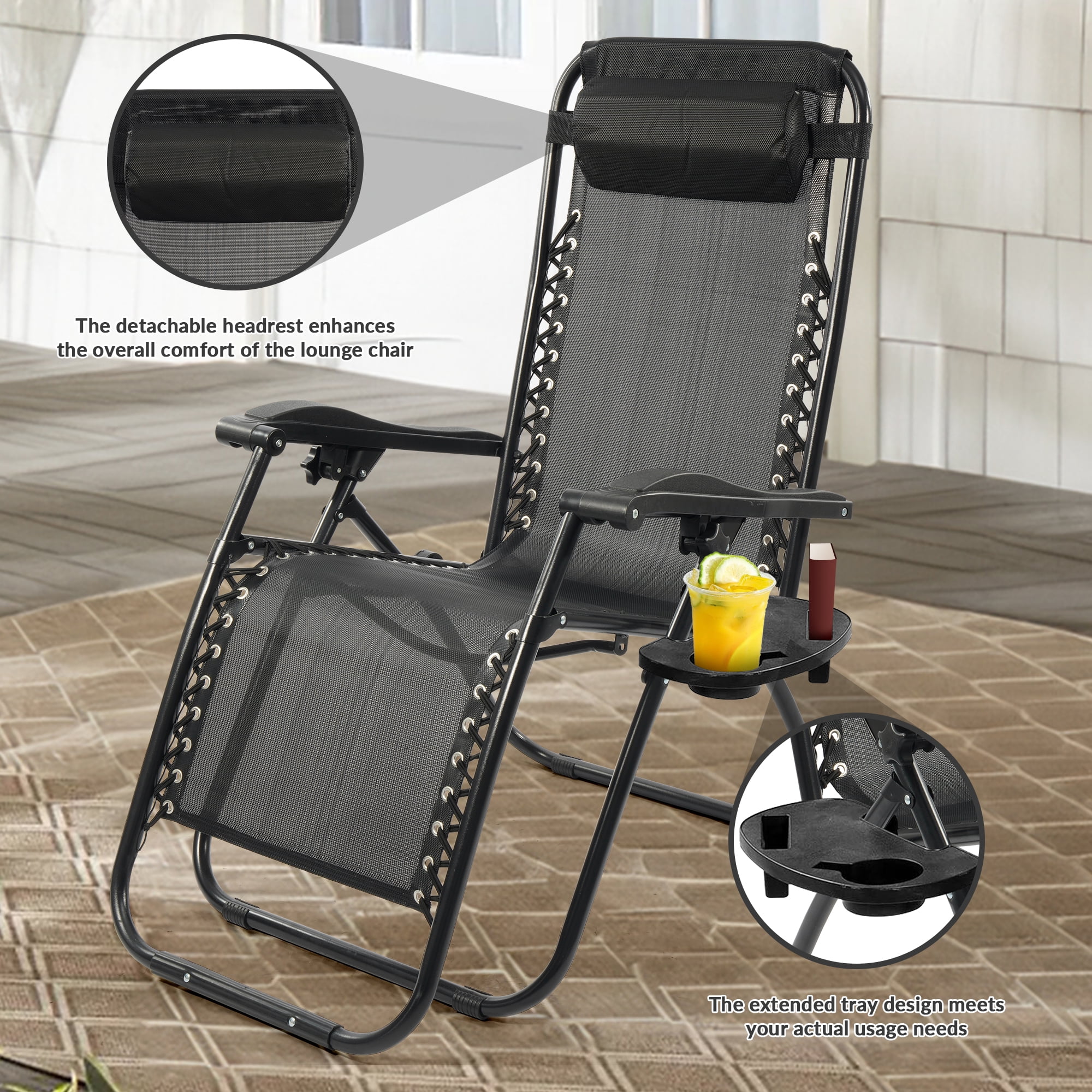 Everyday Essentials Adjustable Zero Gravity Lounge Chair Recliners for Patio