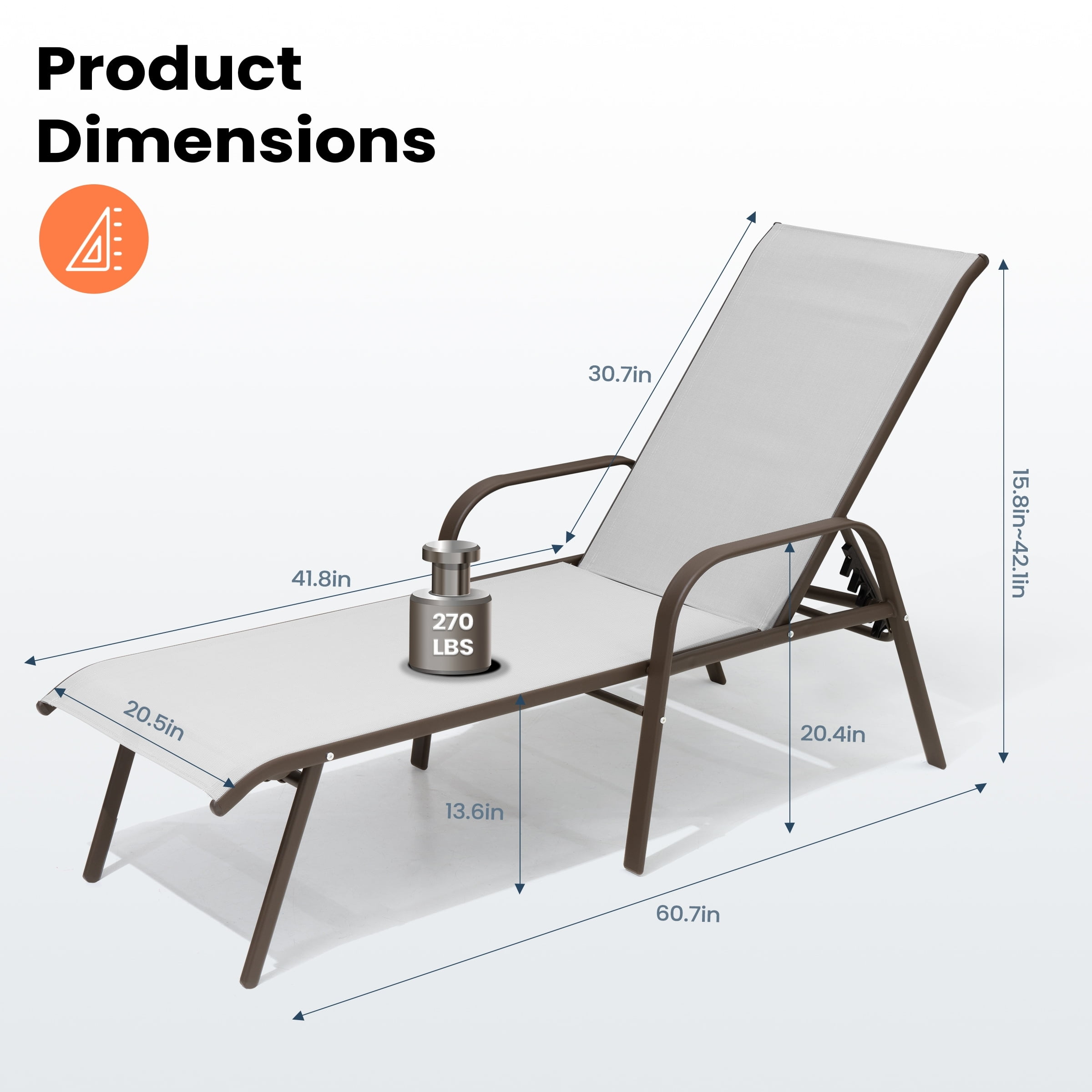 Pellebant 2/4PCS Outdoor Adjustable Patio Chaise Lounge