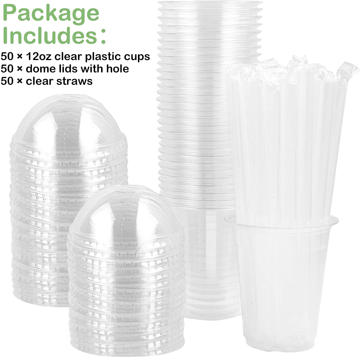 12oz / 340ml x 50 per Pack Majestic Clear Plastic Smoothie Cups 