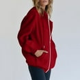 thumbnail image 3 of KDFJPTH Women Sweatshirts Solid Long Sleeve Zipper Hooded Coat Pocket Cool Hoodies Top, 3 of 6
