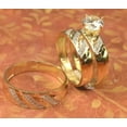 thumbnail image 4 of TAAPSEE JEWELS 14K Yellow Gold Over Cubic Zirconia Round Cut His & Her Wedding Band Trio Ring Set, 4 of 4