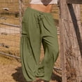 thumbnail image 2 of Clothing Sale Womens Pants 2026 Women's Spring Summer Casual Wide Leg Pants High Waisted Drawstring Loose Long Belt Pocket Pants Wide Leg Pants Woman, 2 of 7