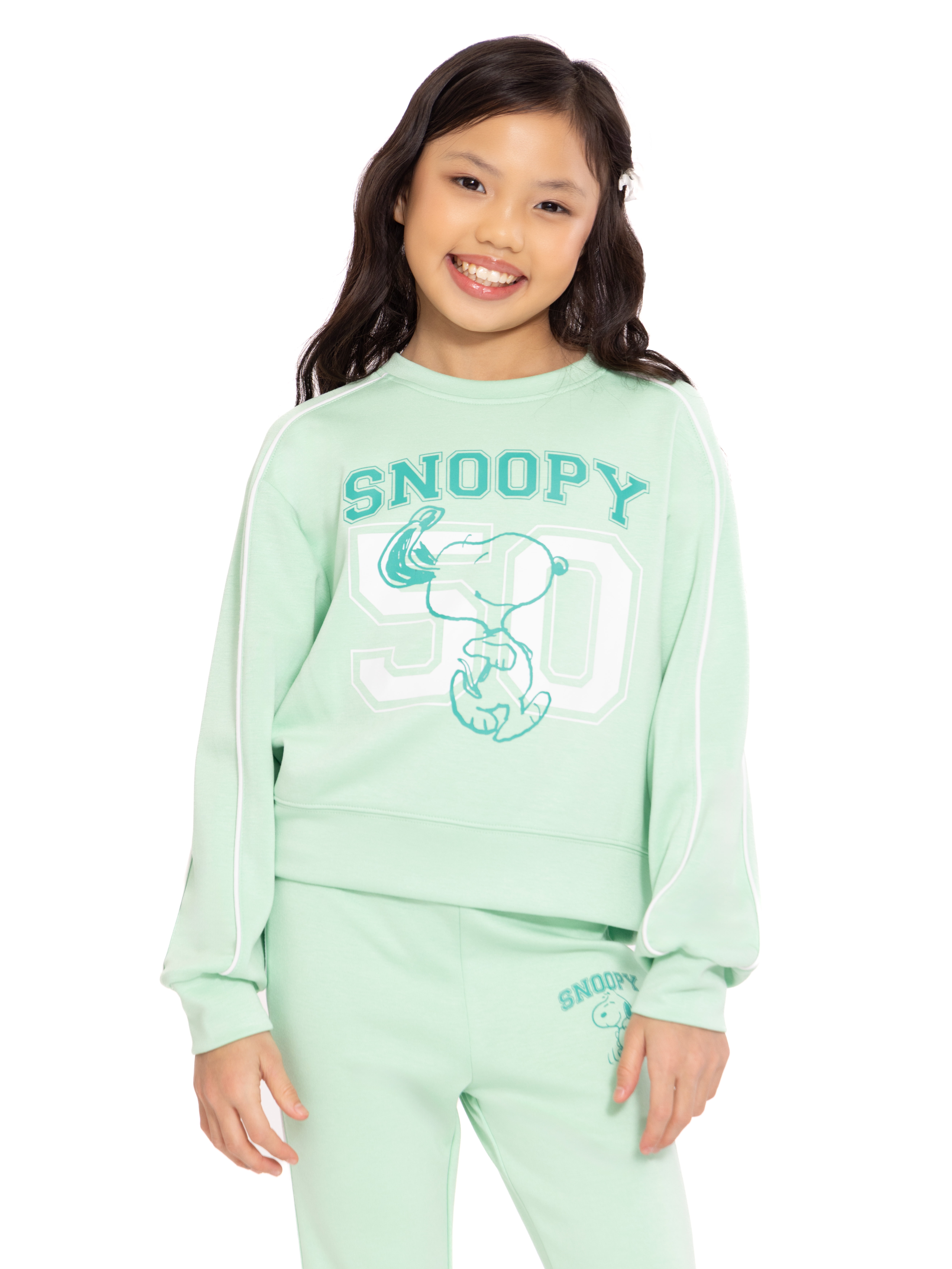Snoopy Toddler & Big Girls Active Graphic Sweatshirt with Long Sleeves, Sizes 12M-12