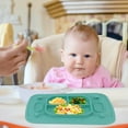 thumbnail image 3 of Divided Placemat, Easy Cleaning Baby Silicone Suction Plate with 4 Toy Tethers for Kids Cyan, 3 of 7
