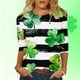 thumbnail image 1 of Xuyuer Women St Patricks Day Sweatshirts Lucky Clover Blouse Irish Shamrock Pullover 3/4 Sleeves Graphic Tops, 1 of 6