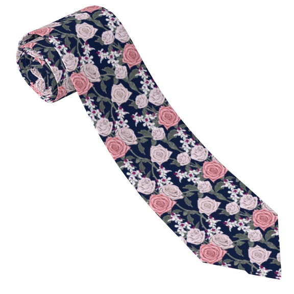 Xecao Rose Flowers Print Tie For Men Necktie Woven Jacquard Neck Ties,Classic Men's Tie