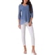 thumbnail image 2 of INSPIRAR CHIC Blusa de Mujer con Cuello en V, Manga 3/4, Dobladillo Asimétrico, Ligera y Casual, Talla XL, Gris Azul, 2 of 5