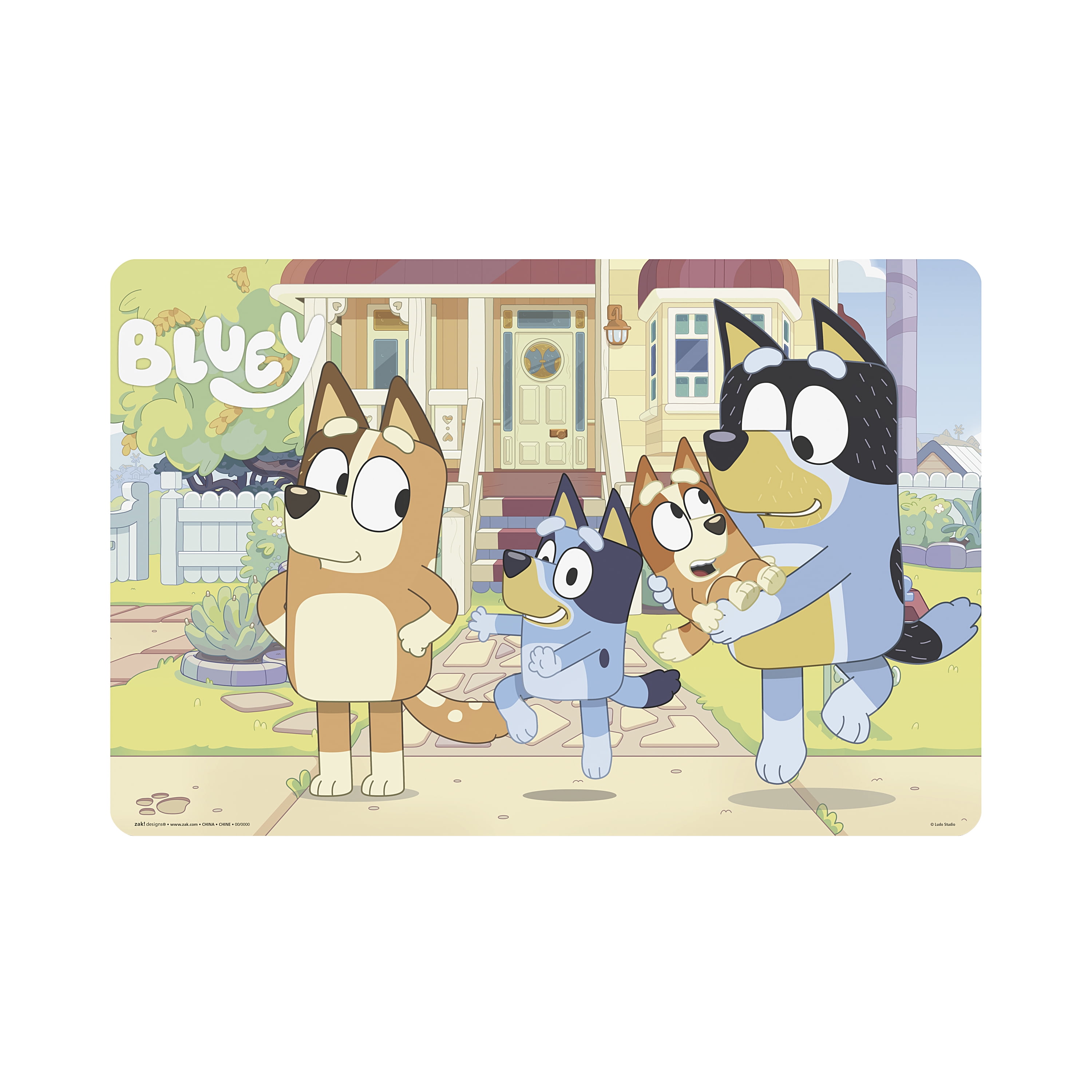(2 pack) Zak Designs 11.8" x 17.6" Bluey Reusable Kids Plastic Placemat, Bandit, Bluey and Friends