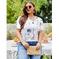 thumbnail image 4 of Zeagoo Plus Size Tops for Women Summer Puff Short Sleeve Tunic Pleated V Neck Shirts Casual Floral Solid Blouse, 4 of 5