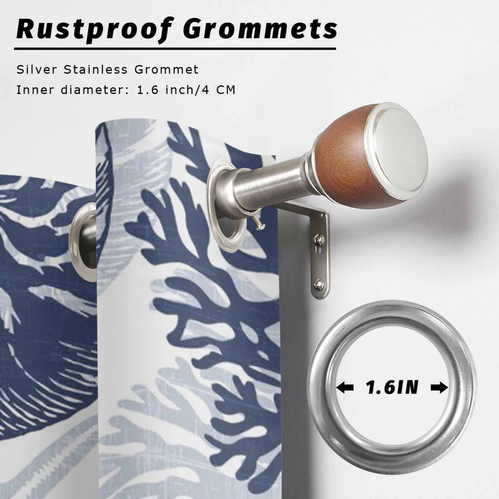 Navy Coastal Outdoor Curtains for Patio, Beach Starfish Nautical Coral Shell Summer Sunshade Privacy Drapes Grommet Waterproof Outside Curtains for Porch/Cabana/Balcony 54"x 108", 1 Panel