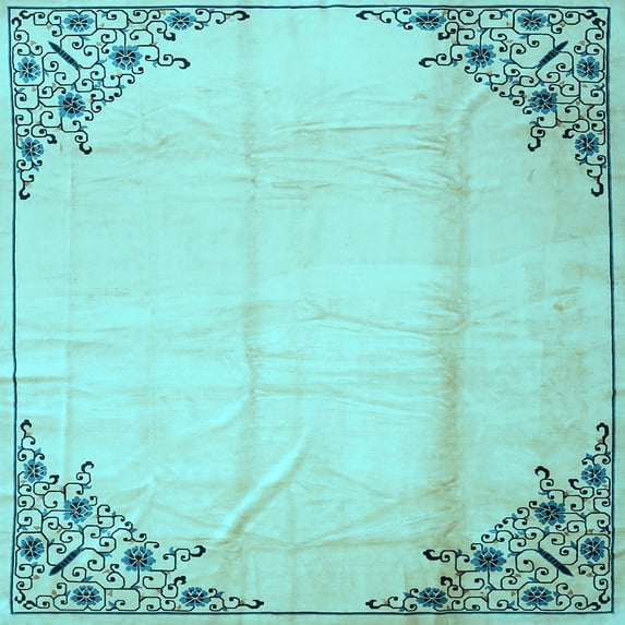 Ahgly Company Indoor Square Persian Light Blue Traditional Area Rugs, 3' Square