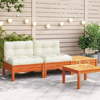 vidaXL Patio Sofa with Cushions and Footstool 2-Seater