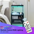 thumbnail image 2 of LED Nightstand with Remote and Charging Station, Industrial Bedside Table with Drawers and Hooks, End Table Bedroom with Flip Door, 2 of 9
