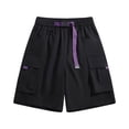 thumbnail image 3 of Fengqque Men's Cargo Shorts Elastic Waistband Drawstring Summer Relaxed Fit Work Shorts with Multiple Pockets Black S(S), 3 of 9