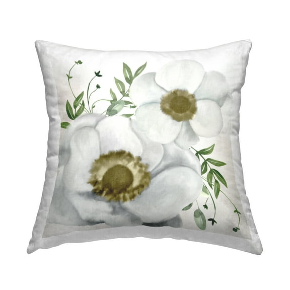 Stupell Industries Gold Centered Magnolia Decorative Printed Throw Pillow Design by Kim Allen.