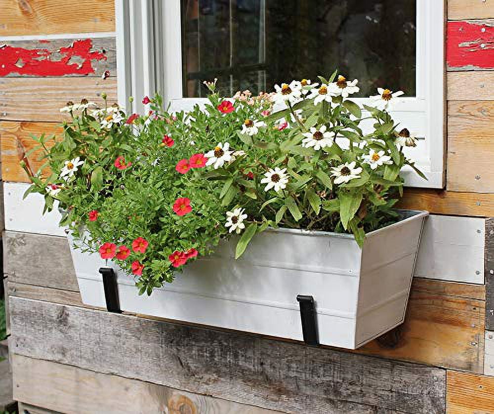 Achla C-20W-WM Flower Box with Wall Brackets, White - Medium