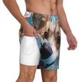 thumbnail image 3 of Picia Sea Swimming Corgi pattern Mens Swim Trunks with Compression Liner Stretch Beach Shorts Quick Dry with Zipper Pockets No-Chafing Board Shorts-XX-Large, 3 of 9