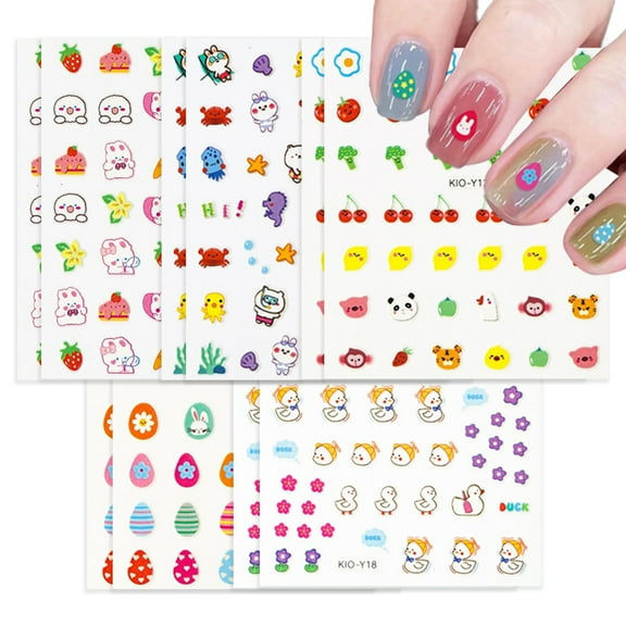 Glowing Nail Stickers for Kids Girls | 10 Pieces Self-Adhesive Easter Nail Decorations