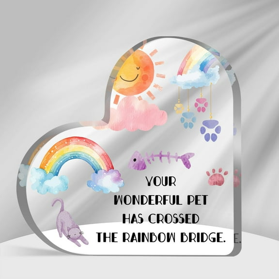 Cat Memorial Gifts for Loss of Cat, Pet Memorial Acrylic Rainbow Bridge Decorations Condolences Gifts for Pet Loss Remembrance Keepsake, Beloved Pet Cat Sympathy Gifts