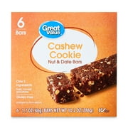 Great Value Cashew Cookie Nut & Date Bars, 10.2 oz, 6 Count