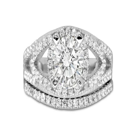 Designer 2 carat Round diamond Wedding Ring Set in White Gold