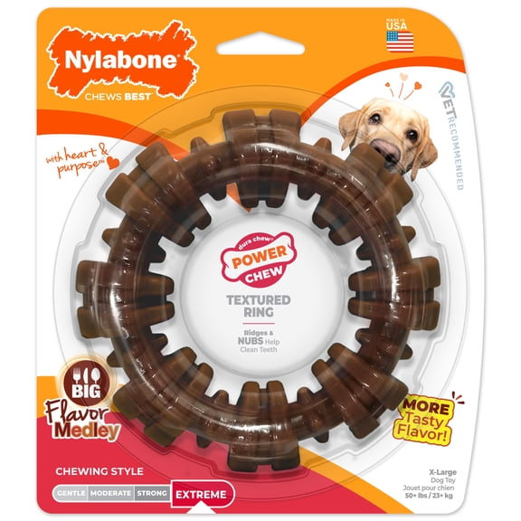 Nylabone Power Chew Textured Ring Dog Chew Toy Flavor Medley X-Large (1 Count)