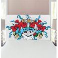 thumbnail image 1 of Anchor Headboard, Anchor Head Bones Skeleton Roses Bouquet Dolphin Wildlife Danger Traveling, Upholstered Decorative Metal Bed Headboard with Memory Foam, Twin Size, Red Blue Sand Brown, by Ambesonne, 1 of 4