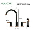 thumbnail image 5 of Akicon Two-Handles Widespread Kitchen Faucet with Side Sprayer Black + Rose Gold, 5 of 5