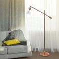 thumbnail image 3 of Elegant Designs Pivot Arm Floor Lamp with Glass Shade, Rose Gold, 3 of 7